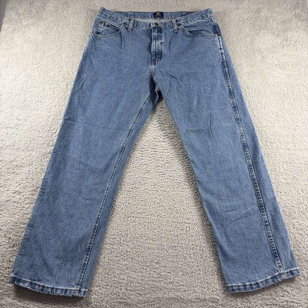 VINTAGE Wrangler 47 MWZ Jeans Mens 36x30 (Fits 35x29) Cowboy Cut Blue Cotton‎